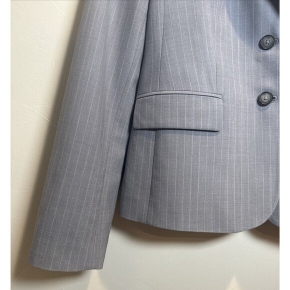 Banana Republic Wool Jacket Blazer Gray with Lilac Stripes Stretch Women's Sz 8 - Picture 4 of 16